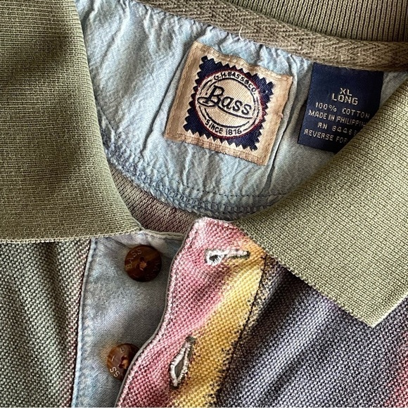 Men's G.H. Bass Striped Polo Shirt Vintage size XL Long - Picture 3 of 3